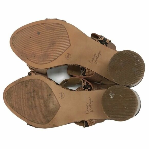 Crown Vintage Slingback Sandals Block Heels 10 - Picture 6 of 9